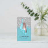 Nail Salon Silver en Turquoise Poolse Makeup Artis Visitekaartje (Staand voorkant)
