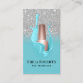 Nail Salon Silver en Turquoise Poolse Makeup Artis Visitekaartje (Voorkant)