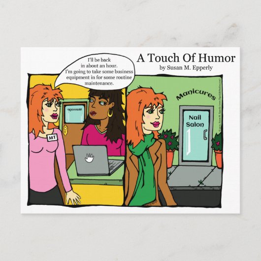 Nail Salon Spa Massage Comic "A Touch of Humor" Briefkaart (Voorkant)