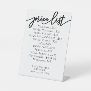 Nail Salon Supplies Glitter Drift Price List Menu Reclamebord Met Voetstuk