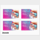 Nail Salon Technicia Floral Damask Pink Blue Rechthoekige Sticker (Vel)