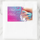 Nail Salon Technicia Floral Damask Pink Blue Rechthoekige Sticker (Tas)