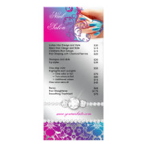 Nail Salon Technicia Floral Damask Pink Blue