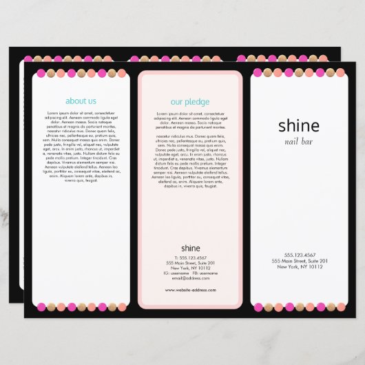 Nail Salon Tri Fold Brochure (Voorkant / Achterkant)