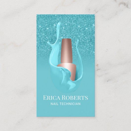 Nail Salon Turquoise Poolse Splash Makeup Artist Visitekaartje (Voorkant)