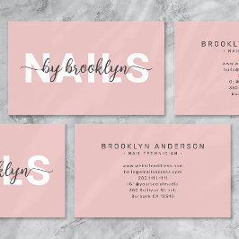 Nail Salon Typography Blush Pink Visitekaartje