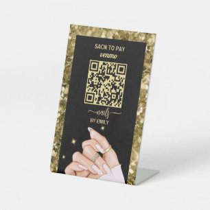 Nail Salon Venmo QR Code Betaling Scannen naar b Reclamebord Met Voetstuk