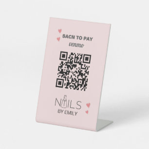 Nail Salon Venmo QR Code Betaling   Scannen naar b Reclamebord Met Voetstuk