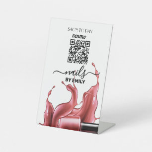 Nail Salon Venmo QR Code Betaling Scannen naar b Reclamebord Met Voetstuk