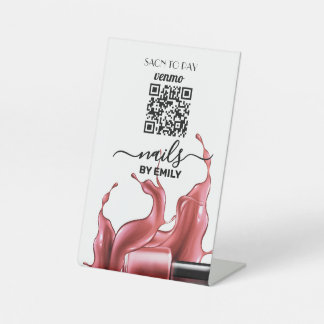 Nail Salon Venmo QR Code Betaling | Scannen naar b Reclamebord Met Voetstuk