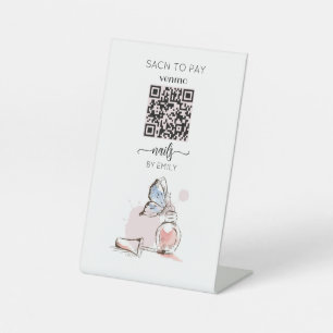 Nail Salon Venmo QR Code Betaling   Scannen naar b Reclamebord Met Voetstuk
