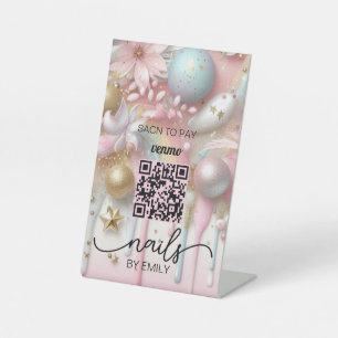 Nail Salon Venmo QR Code Betaling   Scannen naar b Reclamebord Met Voetstuk