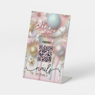 Nail Salon Venmo QR Code Betaling | Scannen naar b Reclamebord Met Voetstuk