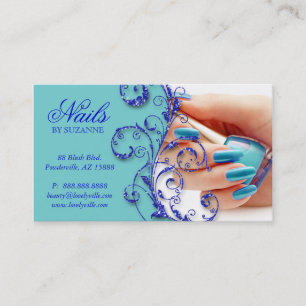 Nail Salon Visitekaartje Glitter Blue