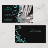 Nail Salon Visitekaartje Glitter Blue Blauwgroen (Voorkant / Achterkant)
