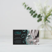 Nail Salon Visitekaartje Glitter Blue Blauwgroen (Staand voorkant)