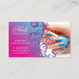 Nail Salon Visitekaartje Glitter Blue Pink