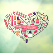Nail Salon Walk Ins Welkom Nail Pedicure Heart Raamsticker (Vel 3)