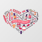 Nail Salon Walk Ins Welkom Nail Pedicure Heart Raamsticker (Vel)
