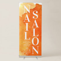Nail Salon Waterverf Oranje Verticaal Teken