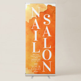 Nail Salon Waterverf Oranje Verticaal Teken Roll-up Banner
