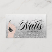 Nail Shop Manicure Tech Silver Black Glam Glitter Visitekaartje (Voorkant)