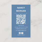 Nail Specialist Dusty Blue Qr Code Photo Collage Visitekaartje (Achterkant)