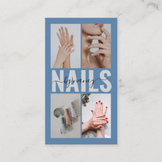 Nail Specialist Dusty Blue Qr Code Photo Collage Visitekaartje