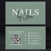 Nail Specialist Linen Sage Green QR Code   Visitekaartje