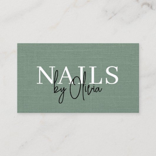 Nail Specialist Linen Sage Green QR Code   Visitekaartje (Voorkant)