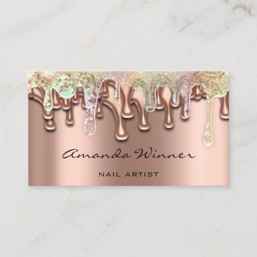Nail Studio Drip Roos QR Code Logo Wax Body Zeep Visitekaartje (Voorkant)