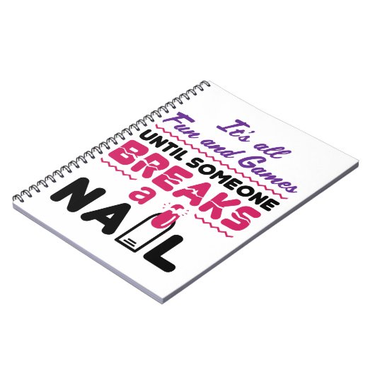 Nail tech All Fun and Games tot Breaks Nail Notitieboek (Linkerzijde)