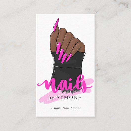 Nail Tech Artist Nail Designer Nail Salon Logo Bus Visitekaartje (Voorkant)