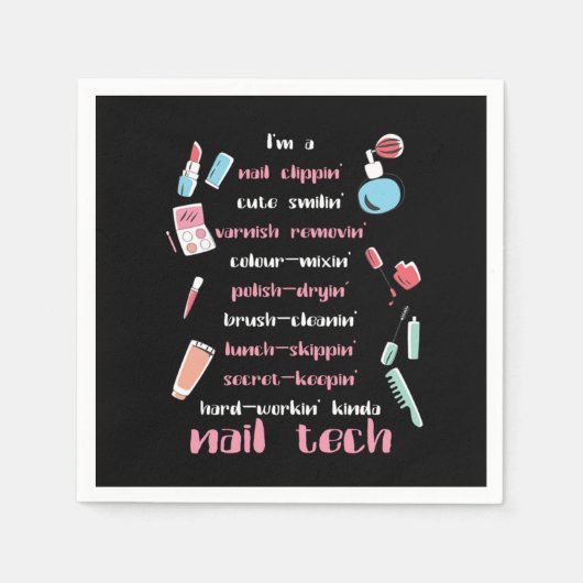 Nail Tech Beautician Fingernagels Nail Tech Gift Servet (Voorkant)
