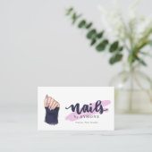 Nail Tech Beauty Salon Hand Illustration Visitekaartje (Staand voorkant)