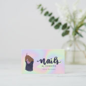 Nail Tech Beauty Salon Pastel Neon Holographic Bus Visitekaartje (Staand voorkant)