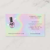 Nail Tech Beauty Salon Pastel Neon Holographic Bus Visitekaartje (Achterkant)