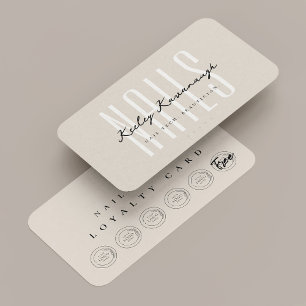 Nail Tech Beauty Sand Logo Punch Loyalty Kaart Visitekaartje