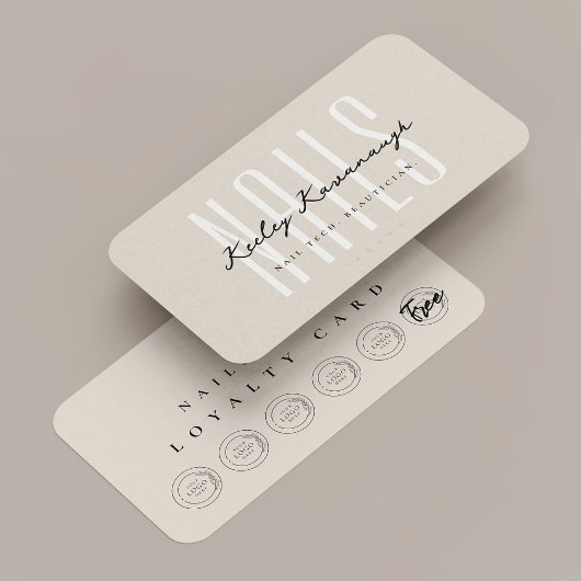 Nail Tech Beauty Sand Logo Punch Loyalty Kaart Visitekaartje