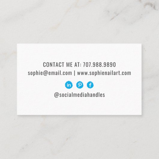 Nail Tech Blauw Wit Visitekaartje (Achterkant)