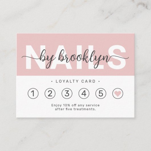 Nail Tech Blush Pink Script Klantenkaartje (Voorkant)