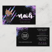 Nail Tech Bold Holographic Your Logo Visitekaartje (Voorkant / Achterkant)