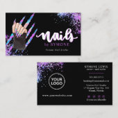 Nail Tech Bold Holographic Your Logo Visitekaartje (Voorkant / Achterkant)
