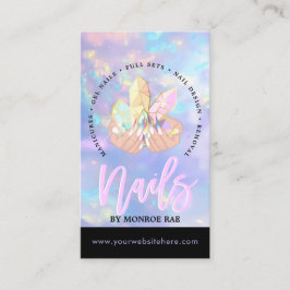 Nail Tech Crystal Holographic Nail Shop Blue Opal Visitekaartje