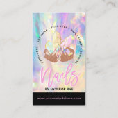 Nail Tech Crystal Holographic Nail Shop Business C Visitekaartje (Voorkant)