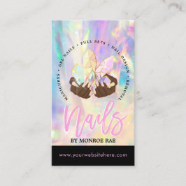 Nail Tech Crystal Holographic Nail Shop Business Visitekaartje