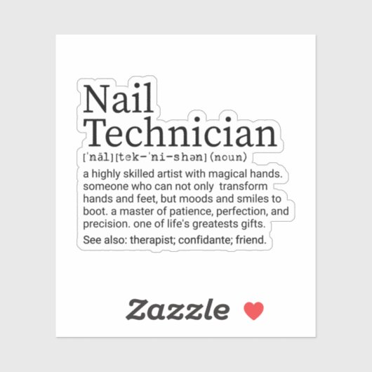 Nail Tech Definition, Nail Technicia cadeautjes Sticker (Vel)