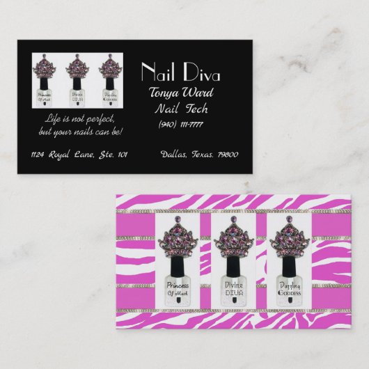 "Nail Tech Diva" Nail Technicia Visitekaartje (Voorkant / Achterkant)