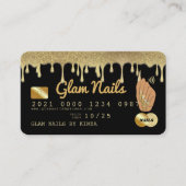 Nail Tech Driving Gold Glitter Luxe-creditcard Visitekaartje (Voorkant)