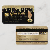 Nail Tech Driving Gold Glitter Luxe-creditcard Visitekaartje (Voorkant / Achterkant)